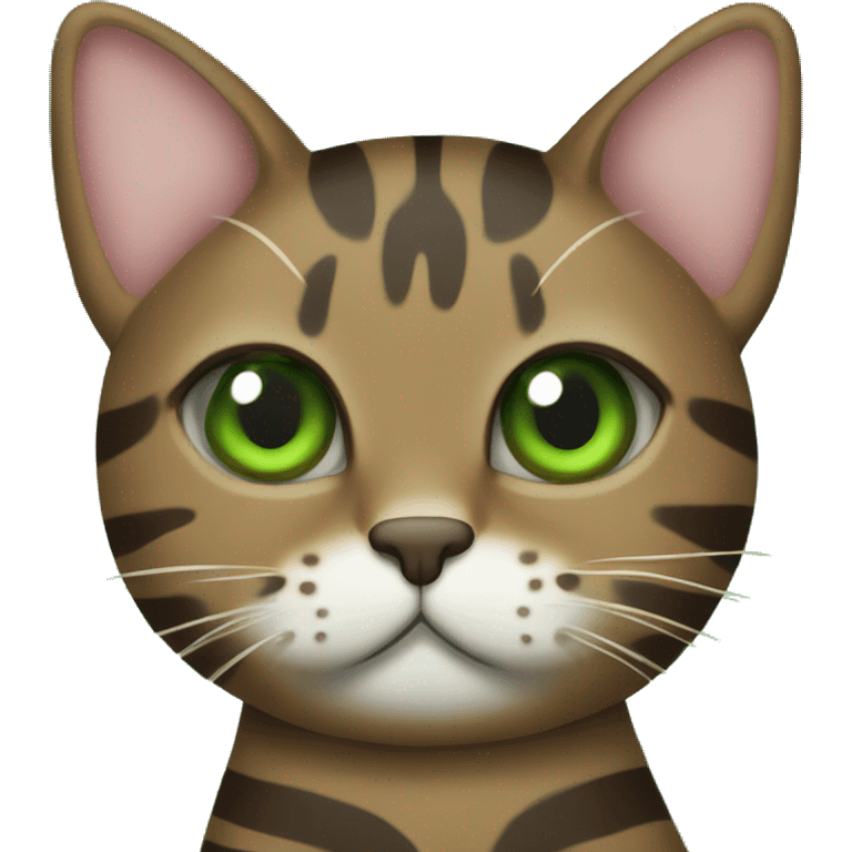 Green eyed brown striped cat Christmas tree emoji