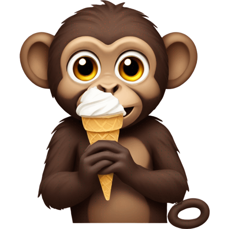 Monkey eating ice cream emoji