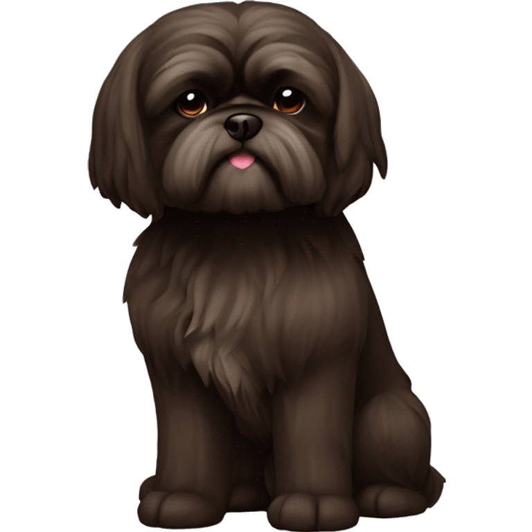 Dark brown shih tuz dog no white  emoji