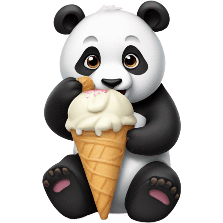 Panda eating ice cream emoji