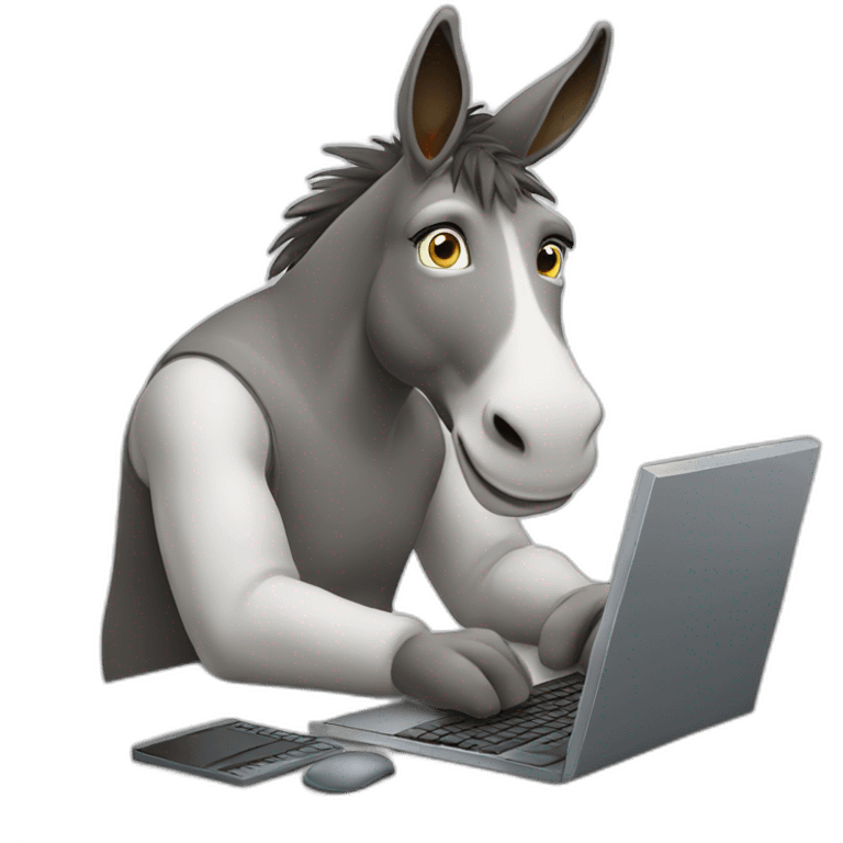 The donkey is working on computer emoji