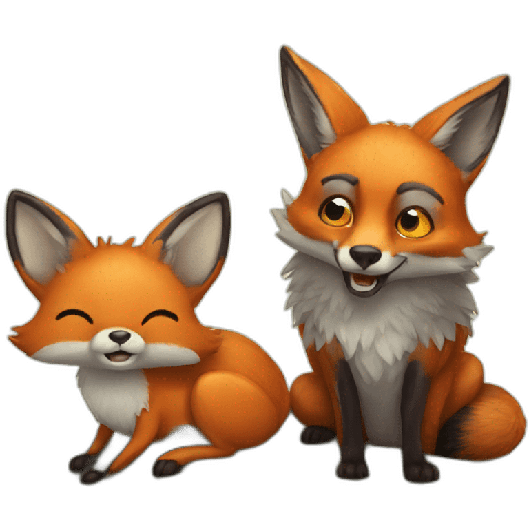 Fox and a beetle friends  emoji