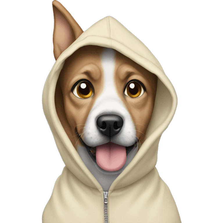 dog hearing a hoodie emoji