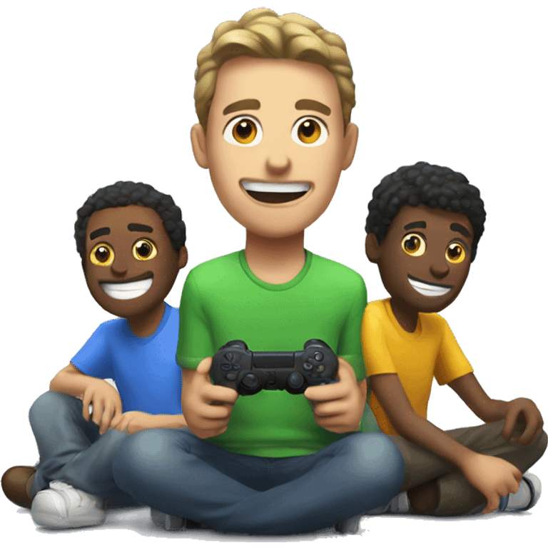 Guy playing PlayStation with his friends  emoji