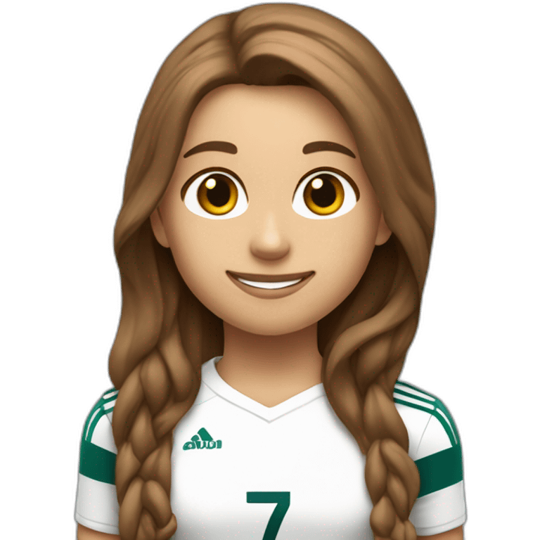 Caucasian girl with long Brown hair doing cr7 siu celebration full body emoji