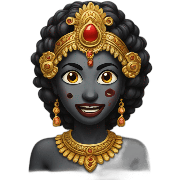 kali, Indian goddess, scary, tongue out, black skin emoji