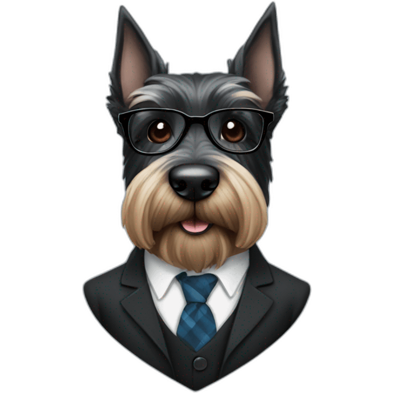 Scottish terrier black in suit and glasses emoji