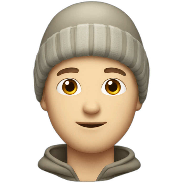 White guy with short hair and with winter bonnet emoji