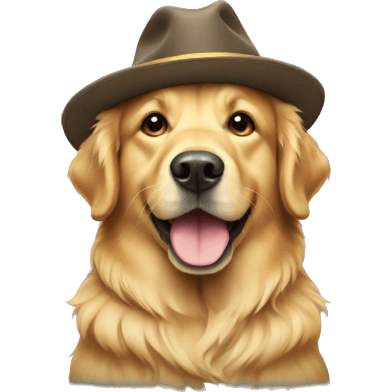 Golden retriever in a hat emoji