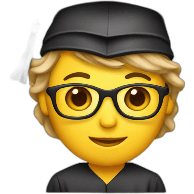 teacher wearing a graduation hat emoji