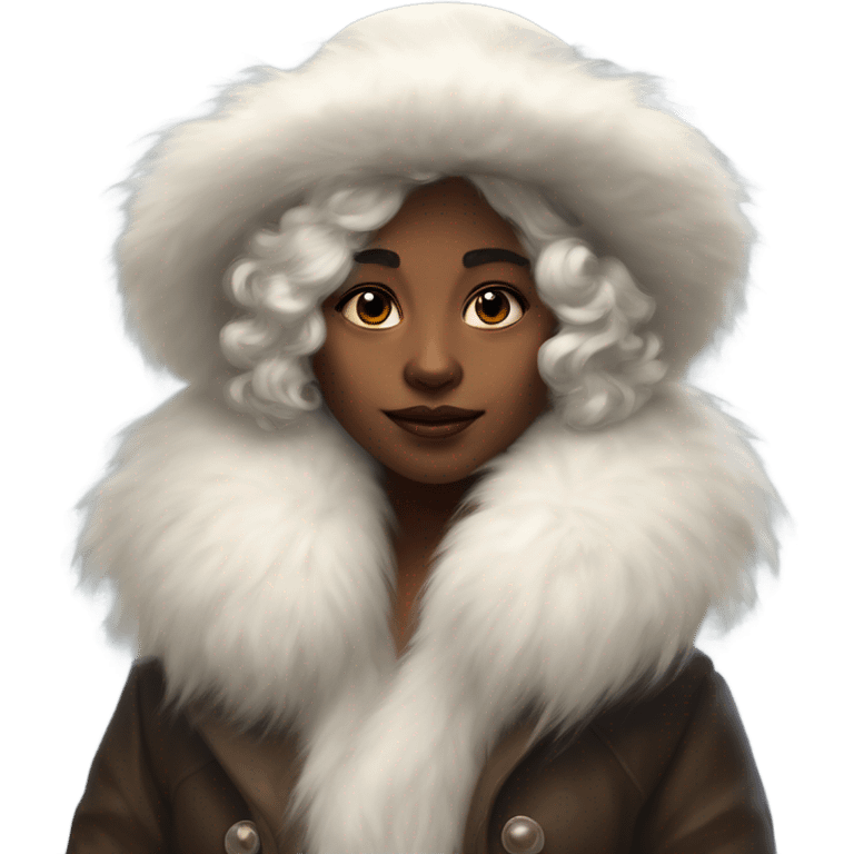 a girl with a white big fluffy fur hat Ada Gladys Killins, aestheticism, a character portrait emoji