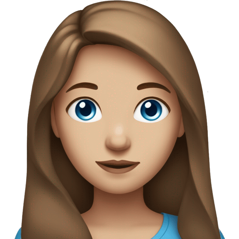 A girl with blue eyes, long brown hair and fair skin emoji