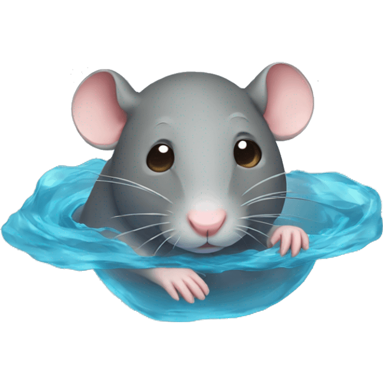 Cute rat swimming  emoji