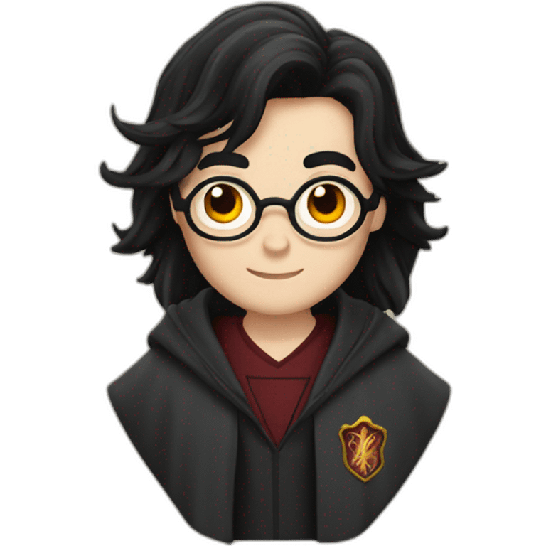 Harry potter with black hair and is wizard chloses emoji