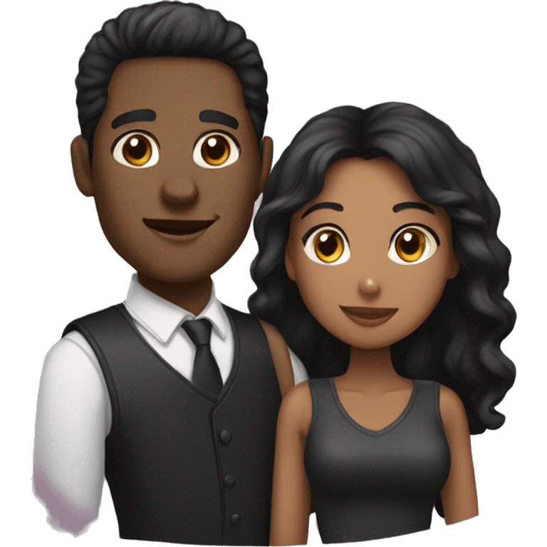 Black hair man and black hair woman couple  emoji