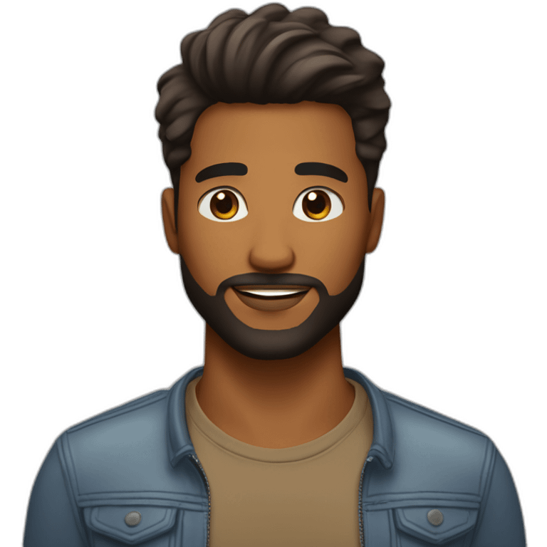 caramel brown good looking guy with light stumble and thick hair combed forward skin fade approximate 30 years old. black hair, brown skin (not too brown) with good beard emoji