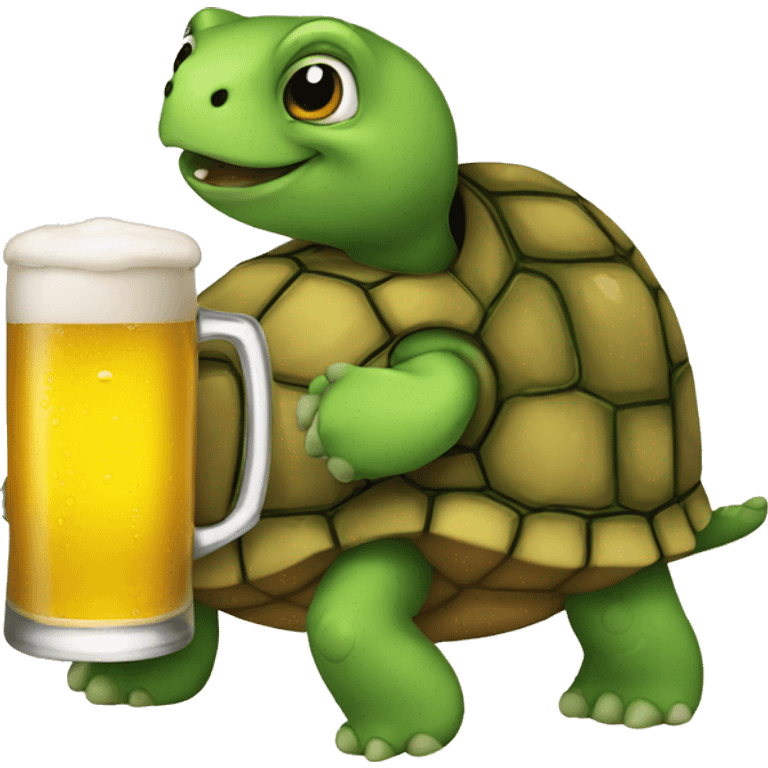 A turtle drinking beer emoji