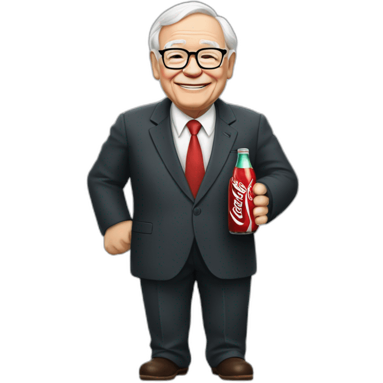 Warren buffet with a bottle of coca cola in the hand emoji