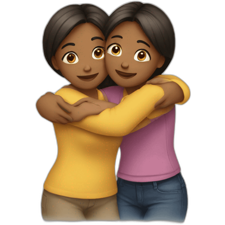 two girls hugging emoji