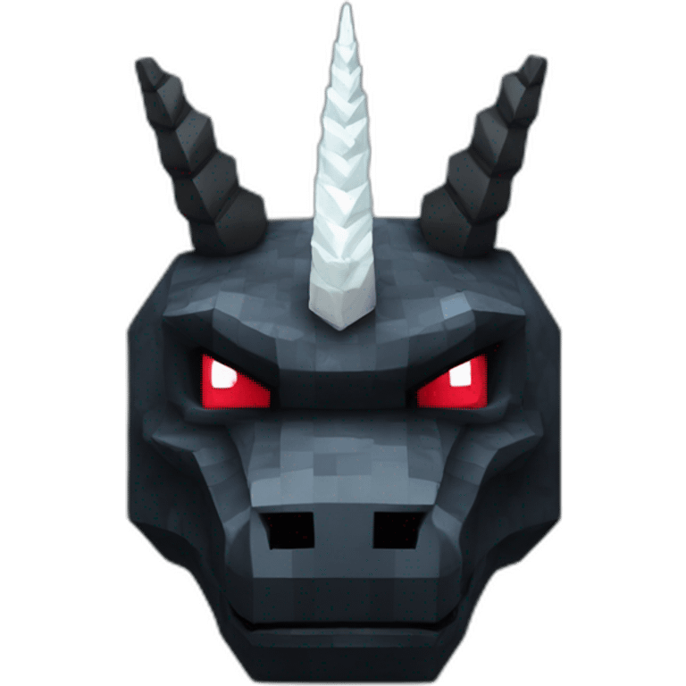 Minecraft Black Godzilla Head With Diamond Unicorn Horn emoji