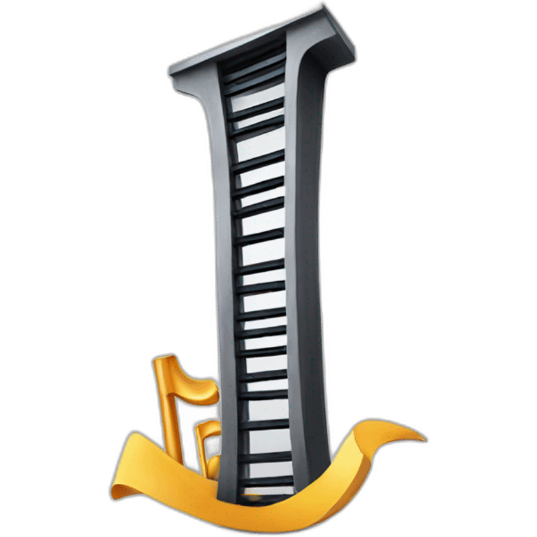 A tower in the shape of a razor with giant musical notes inside it emoji