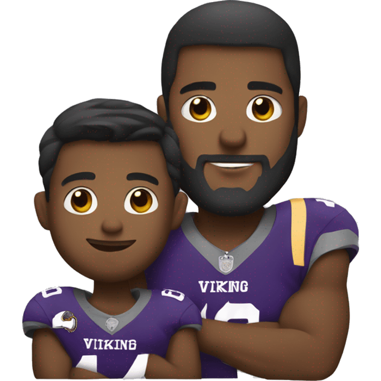 dad and son with minnesota viking helme emoji