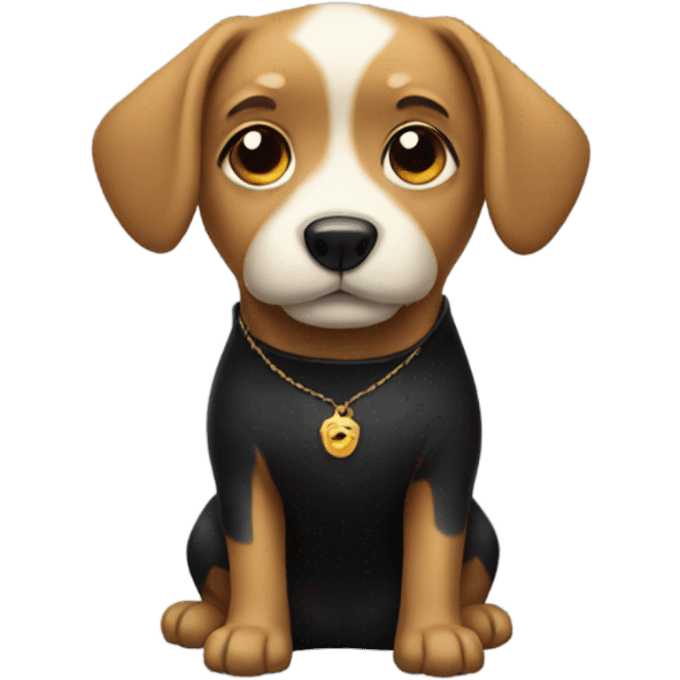 Dog wearing a black dress  emoji