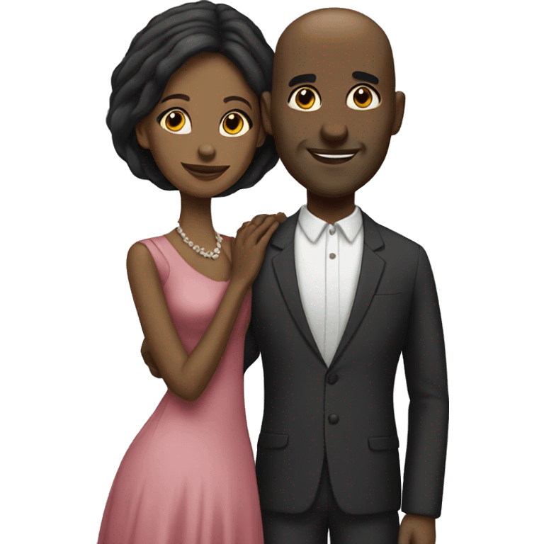 Black bald husband and wife emoji