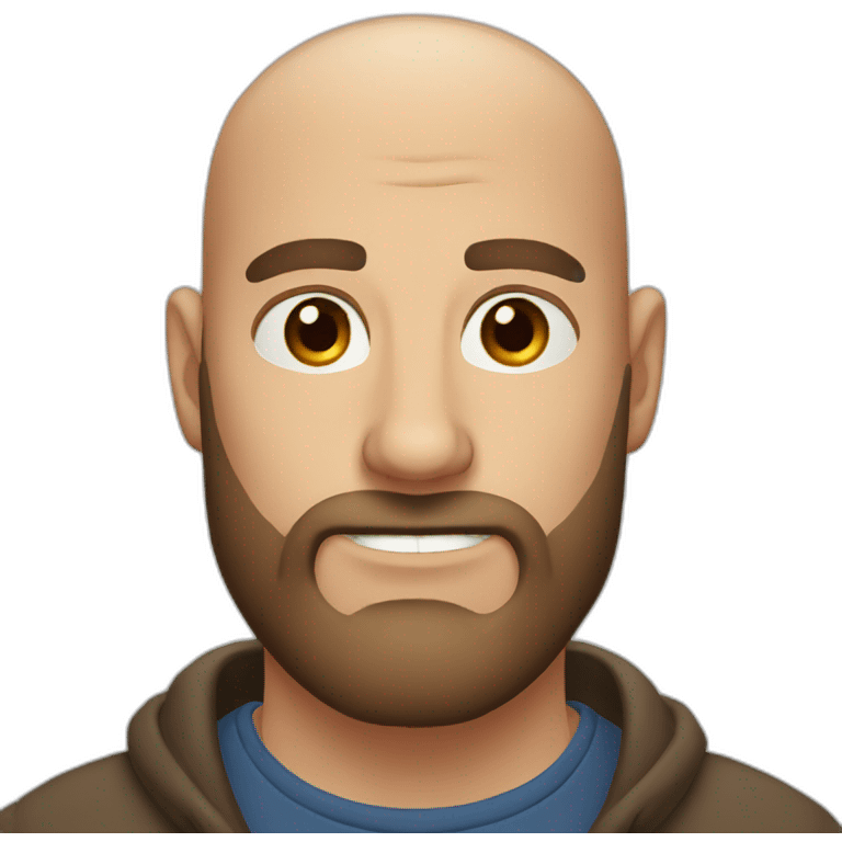 Bald Man beard brown eyes with Moose antlers emoji