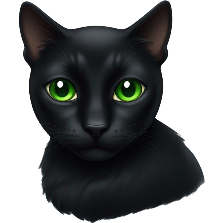 Black cat with green eye emoji