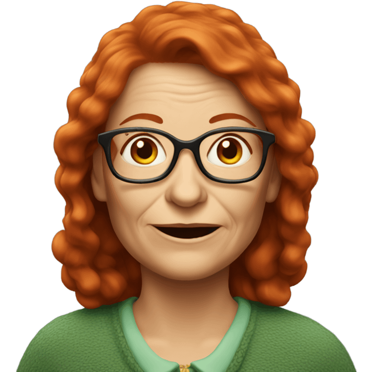 older irish woman with long red hair and glasses emoji