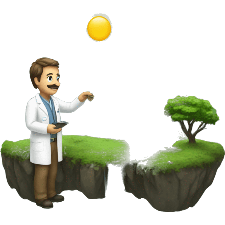 nature landscape where a scientist making measuremens emoji