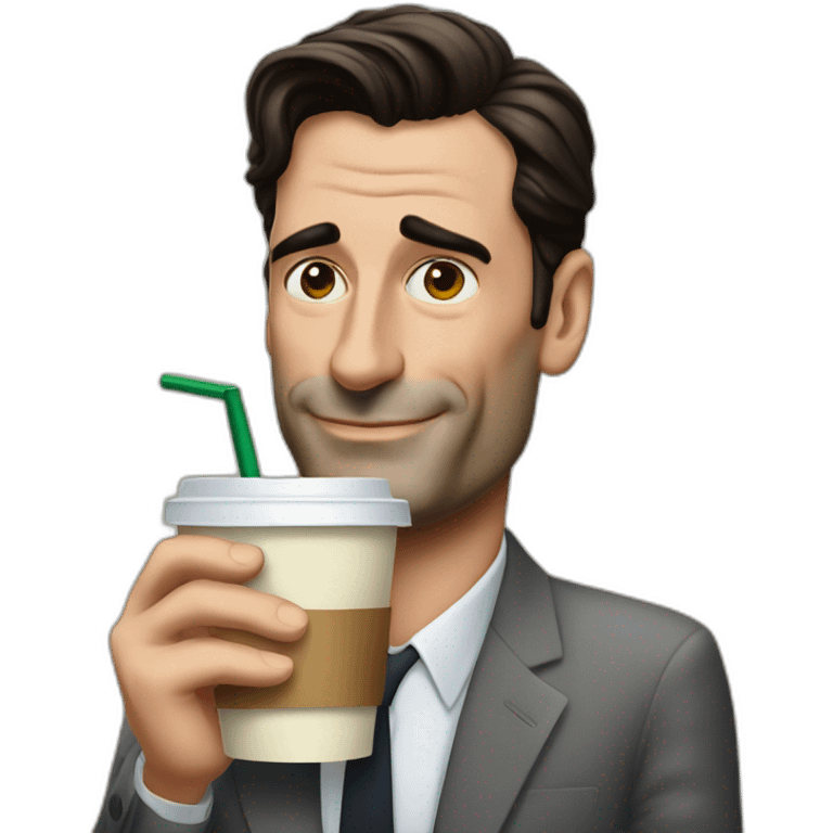 Jon Hamm drinking starbucks emoji