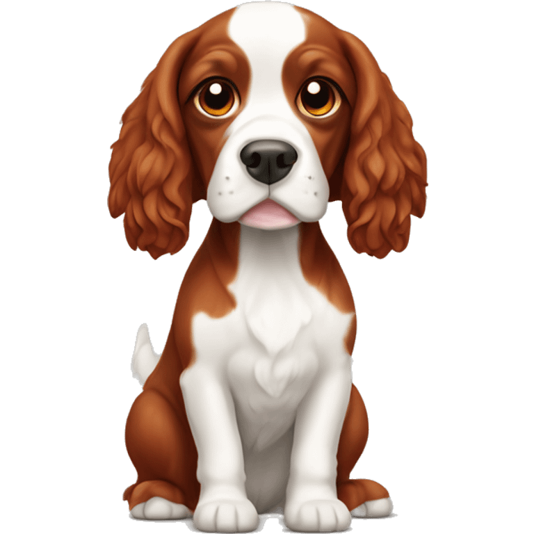 Red and white french britanny spaniel dog emoji