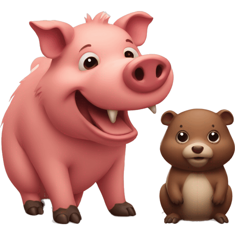 Giant pig and small beaver emoji