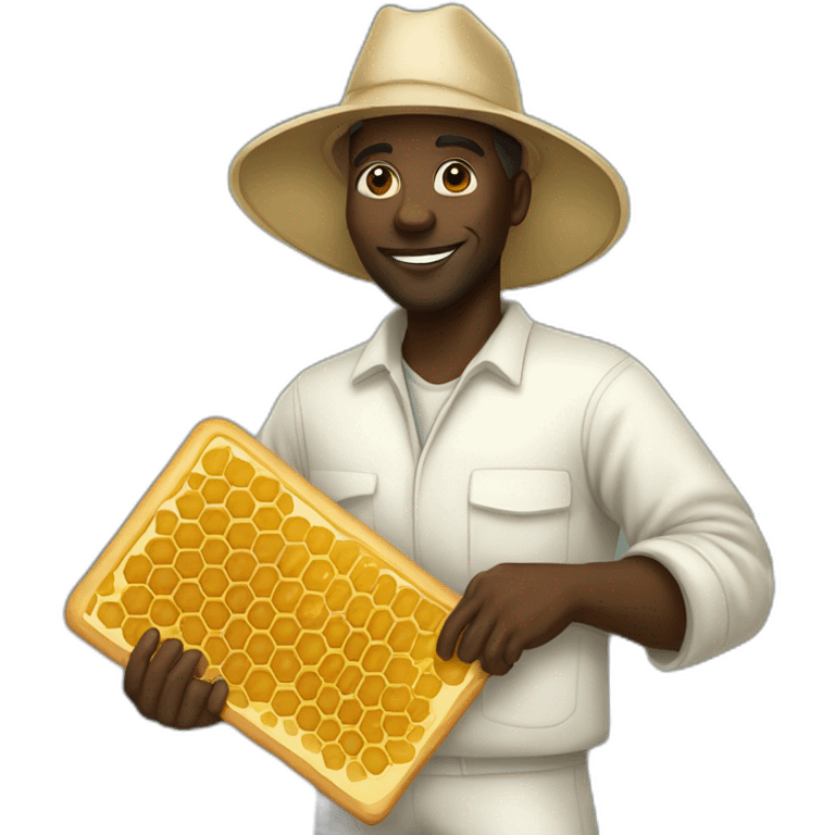 Tall black man beekeeper with honeycomb full body emoji