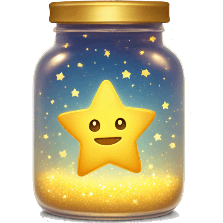 glowing star jar with tiny golden stars inside, emitting a soft sparkle. emoji