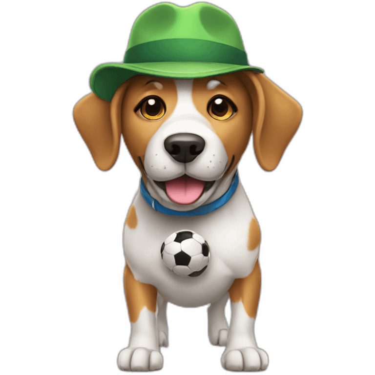 Dog with a hat playing soccer emoji