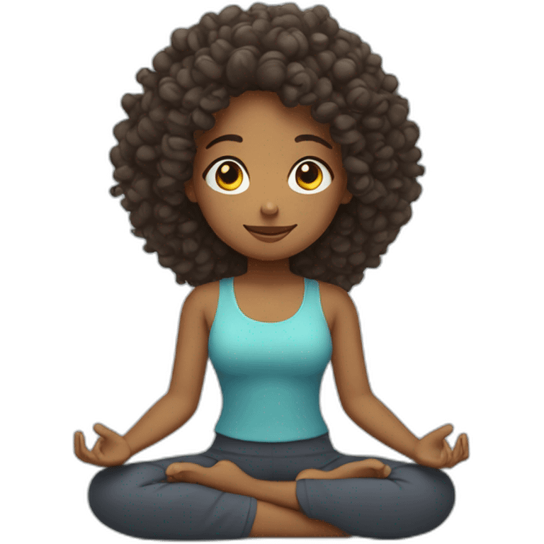 curly hair girl doing meditation emoji