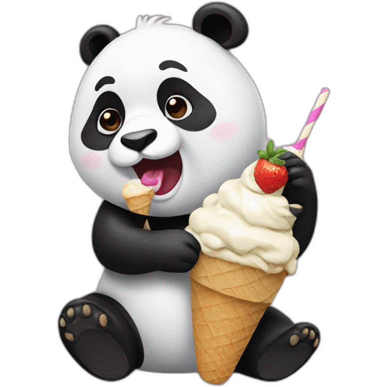 Panda eating ice cream emoji