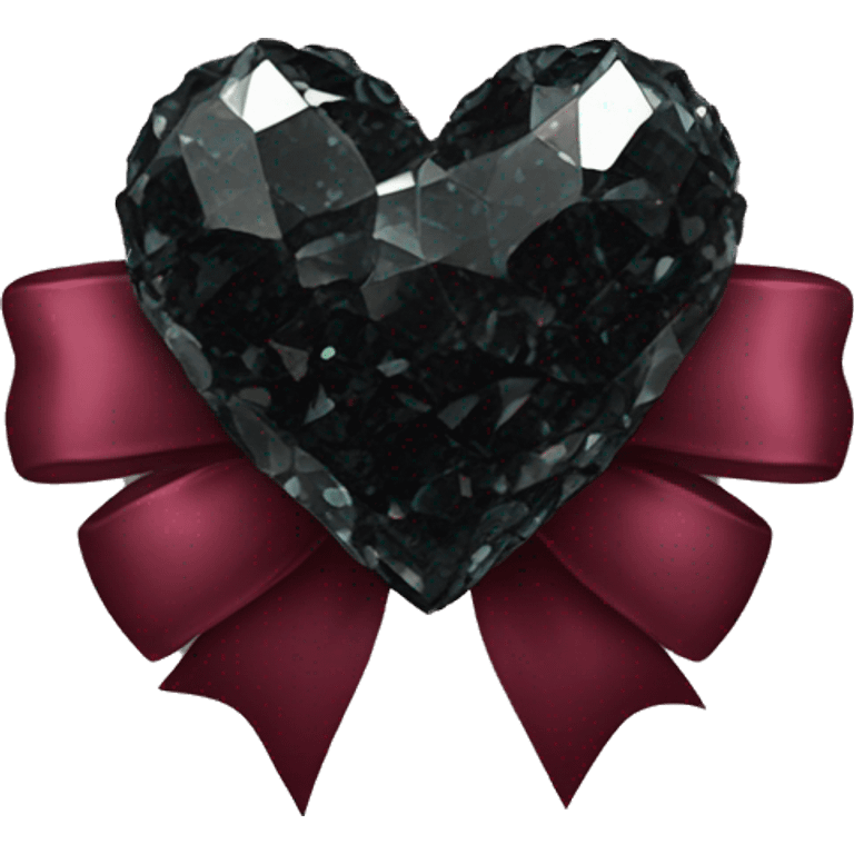 crystal black heart with burgundy bow emoji