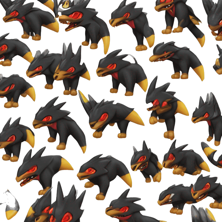 Black Cool Edgy Nargacuga-Houndoom-Garchomp Fakémon  with White and Red and yellow and black Edgy markings emoji