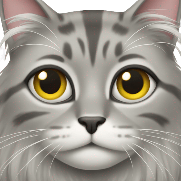 Grey long hair cat  emoji