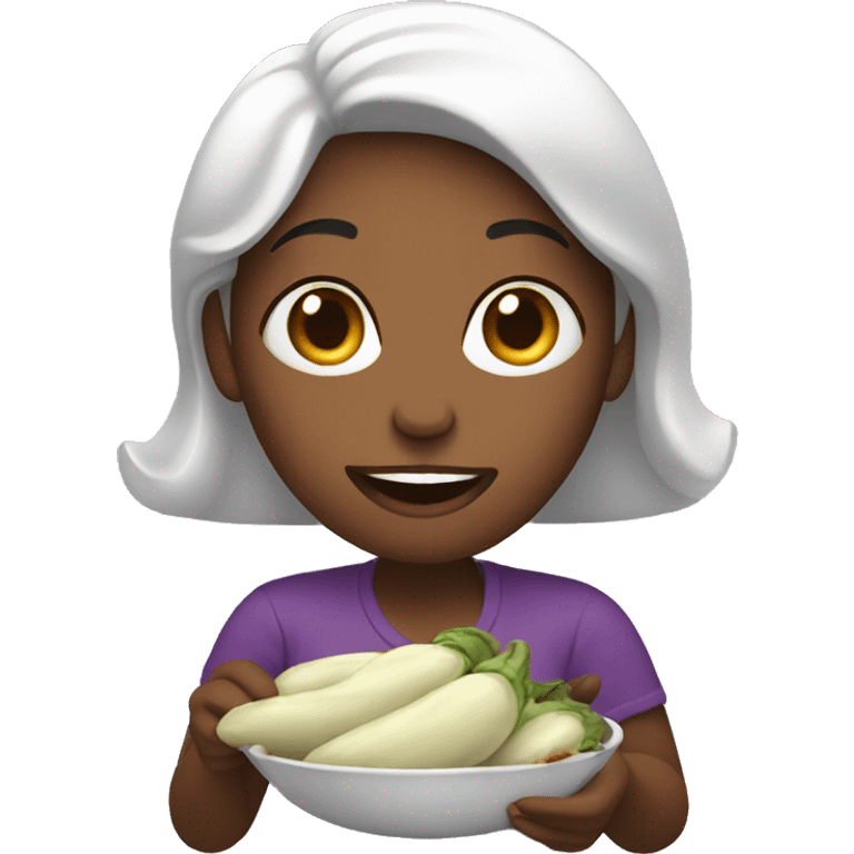 Woman eating eggplant  emoji