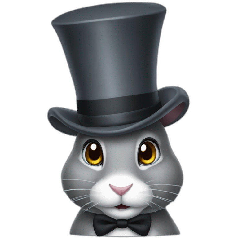 grey rabbit in top hat emoji