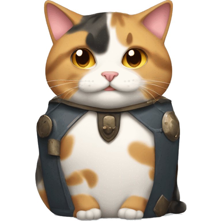 Fat calico cat with a shield  emoji