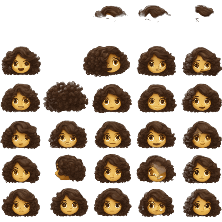 Fille au long cheveux bouclés brun foncé emoji