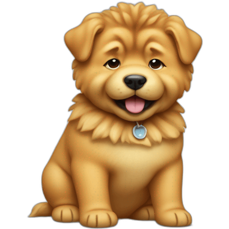 baby infant riding chow chow dog emoji