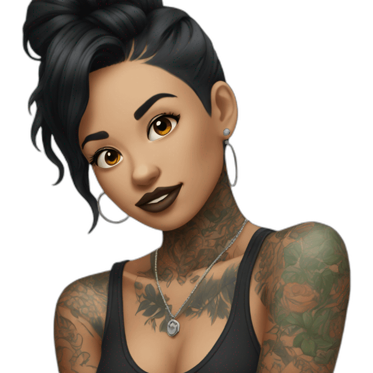 Tattooed girl black hair emoji