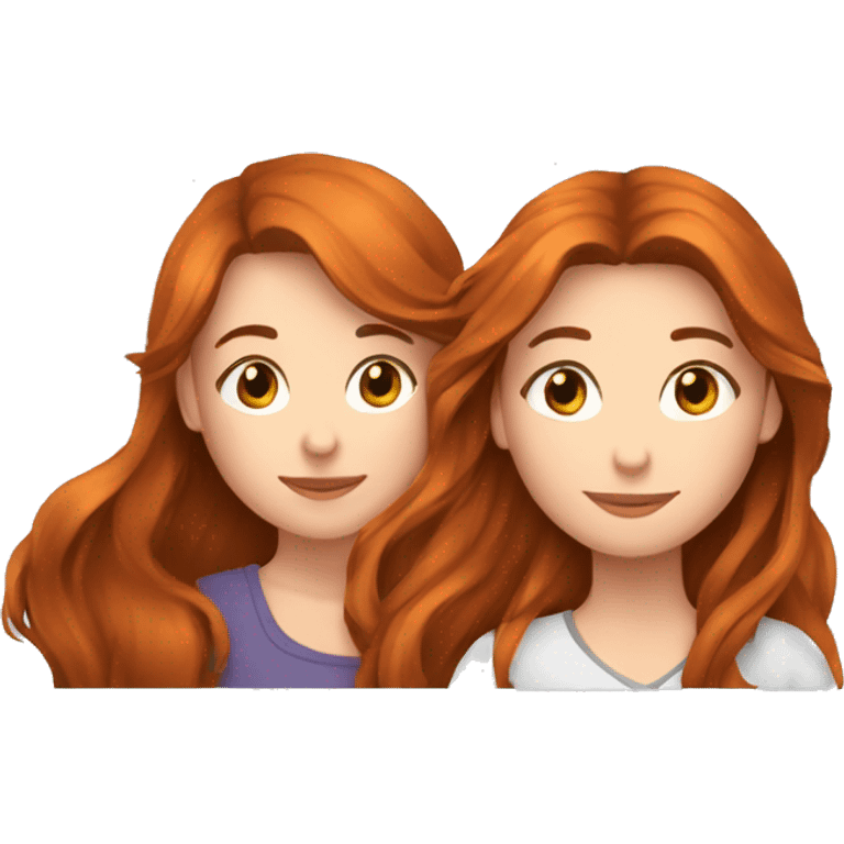 Une fille rousse avec une fille brune  emoji